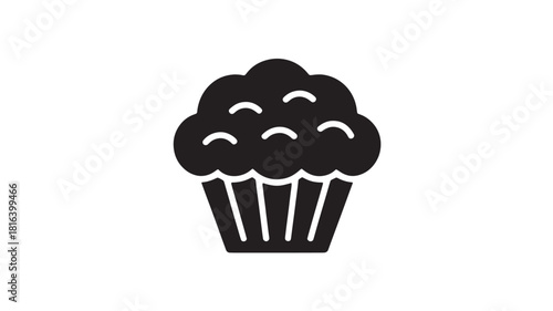 Black cupcake icon simple flat vector design isolated on white background for menu or bakery concept
