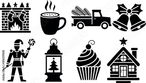 Festive christmas graphic elements with classic font usage