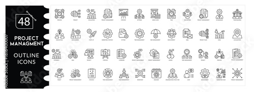 Business Management Icon Set,Strategy, Project. Teamwork Vector Pack, Team. Leadership Vector Collection. Planning,  Organization Symbols, Project Management Illustration Set.Editable Stroke