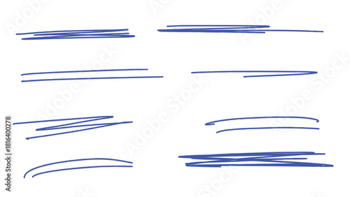 Hand-drawn Blue Underline and Highlight Strokes Collection