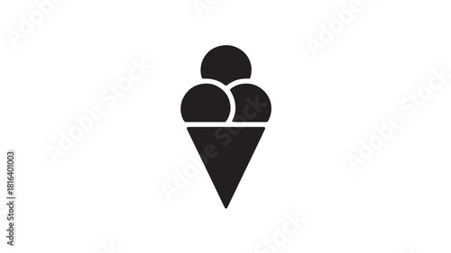 Simple ice cream cone icon flat vector design isolated on white background for summer dessert concepts