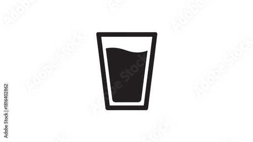 Glass of water icon simple flat vector glyph isolated on white background for app and web design