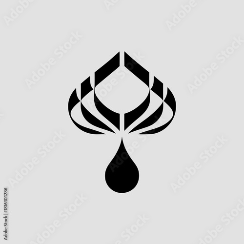 Stylized black spade symbol with droplet