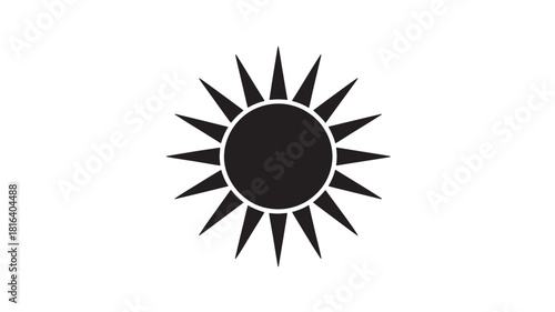Sun icon for weather forecast and astronomy symbol, minimalist vector design