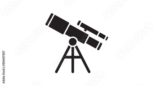 Telescope icon for astronomy and space exploration, minimalist vector symbol