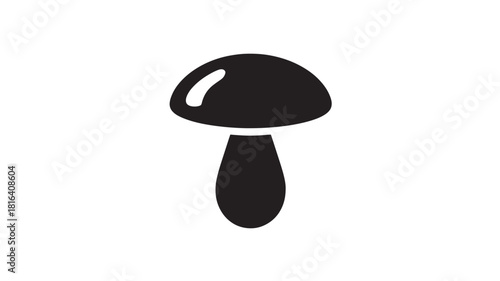 Black mushroom icon for nature and fungi symbols, simple vector illustration