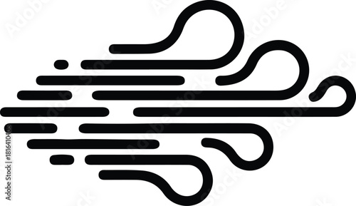Illustration simple wind blowing flat icon graphic design silhouette vector