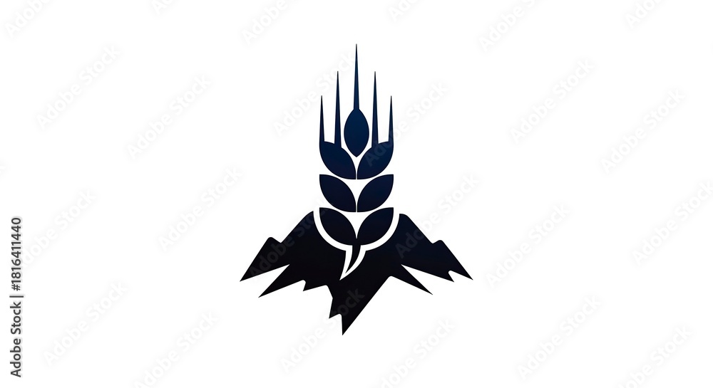 Fototapeta premium Abstract Symbol of Wheat Growing from Mountains.