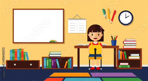 Flat Design Classroom Illustration
