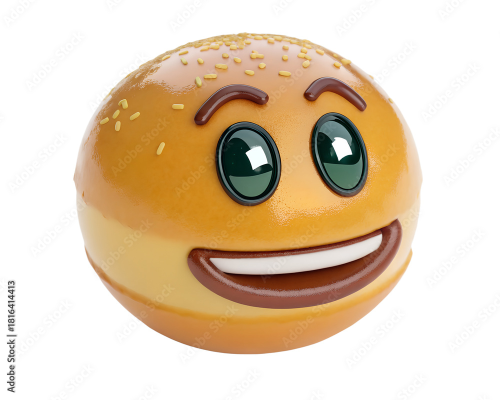 Fototapeta premium Ultra-smooth 3D money-mouth emoji with glossy dollar eyes, shiny mouth, transparent background