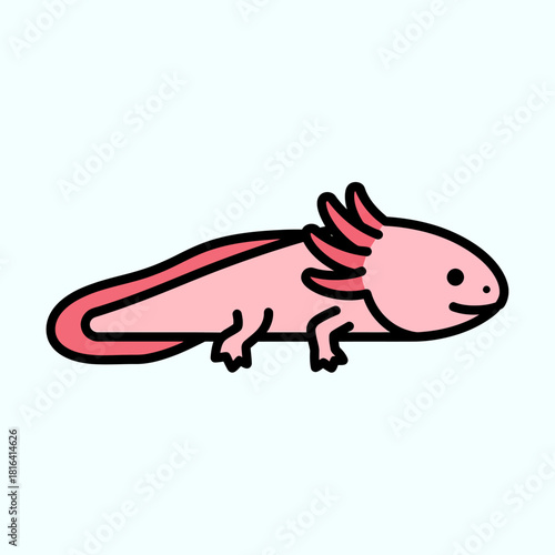 Cute cartoon axolotl character illustration.