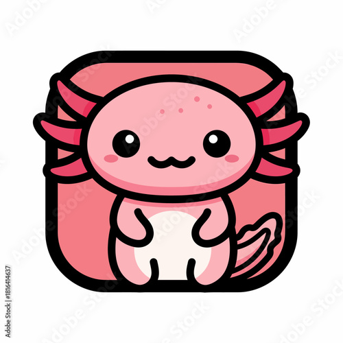 Cute cartoon axolotl character illustration.