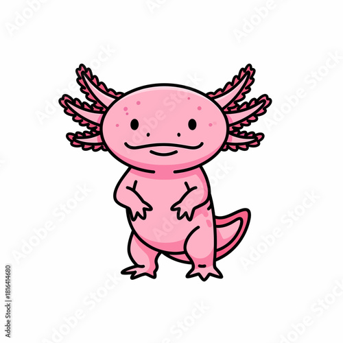 Cute cartoon axolotl character illustration.