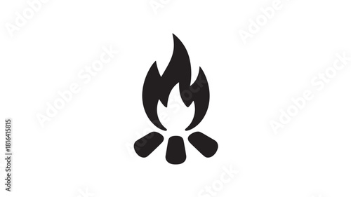 Campfire glyph icon simple flat vector illustration isolated on white background for camping and outdoor adventure design