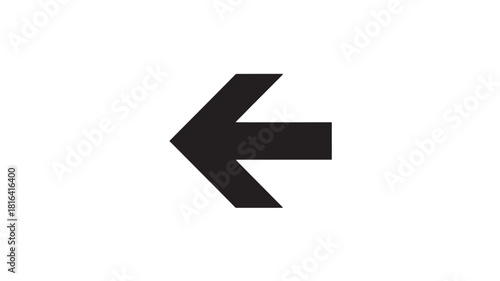 Simple black arrow pointing left flat vector icon for navigation and user interface design isolated on white background
