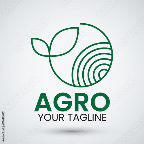 Simple agriculture logo icon for agronomy farm earth green land line style graphic symbol vector illustration