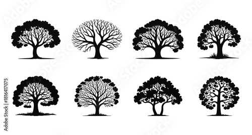 A black tree with leaves and grass set