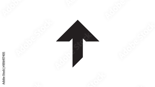 Simple black arrow pointing up vector glyph illustration isolated on white background