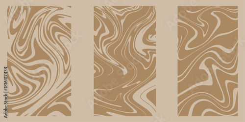 Vintage wood texture background with seamless floral pattern and gold curve ornament. Set Ink texture. brown,  watercolor hand drawn artistic marbling invitation, traditional Turkish ebru illustration