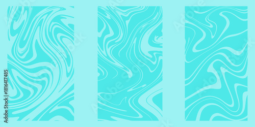 Abstract blue floral wave seamless vector pattern design illustration. Hand drawn marbling illustration technique.  Stone or rock bundle, collection. Set of Marble wavy pattern. Abstract background 