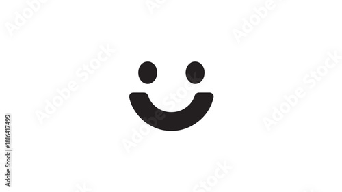 Minimalist smile icon simple flat vector glyph isolated on white background for app and web design