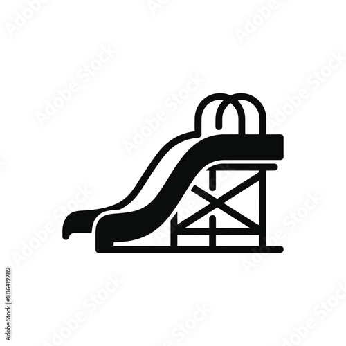 A black and white picture of a water slide