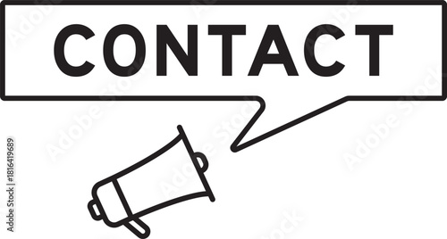 Megaphone icon with speech bubble in word contact on white background