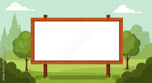 Blank Wood Sign in Landscape