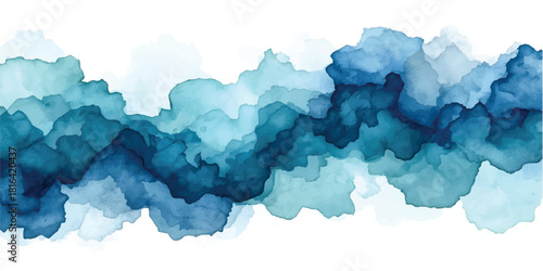 Abstract blue watercolor texture evoking light summer clouds and vintage sky patterns on paper