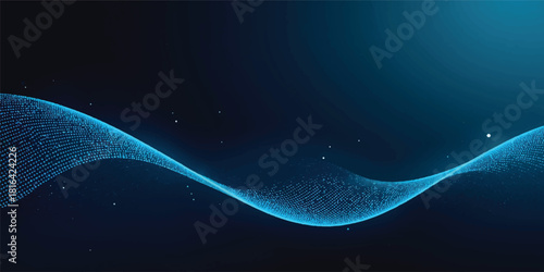 Abstract digital blue wave motion flow background design pattern