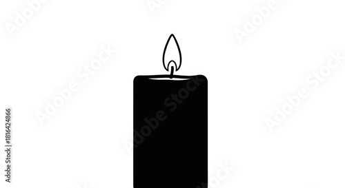 Simple black silhouette of a lit candle