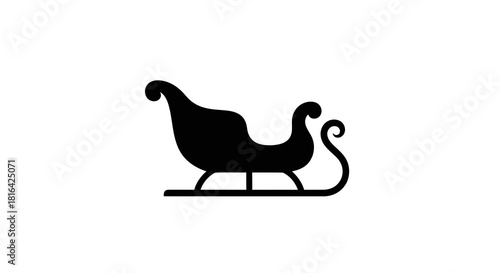 Classic black silhouette of a santa claus sleigh