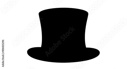 Simple black silhouette of a tall top hat