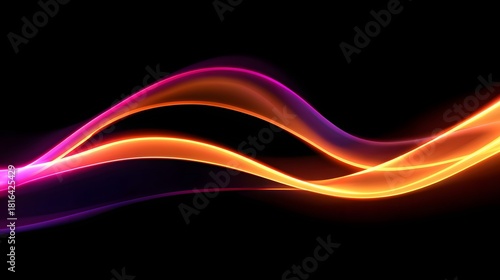 Vibrant flowing neon light waves on a black background.