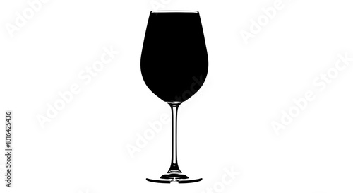 Elegant black silhouette of a champagne flute on white background