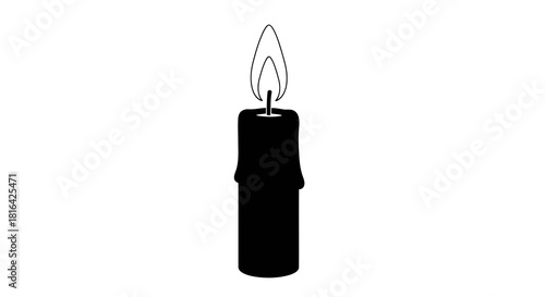 Simple black silhouette of a lit candle