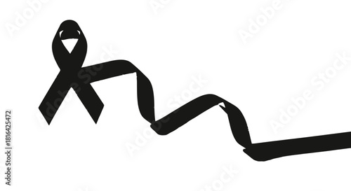 Black ribbon symbolizing mourning and support