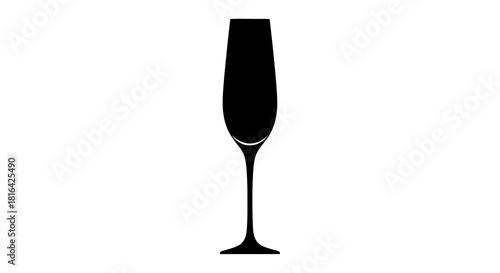 Elegant black silhouette of a champagne flute glass