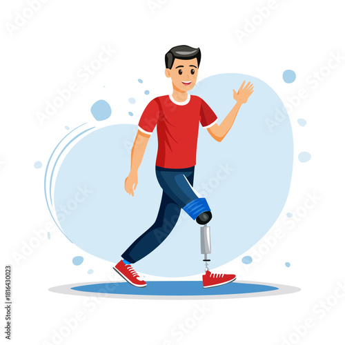 International Day of Persons with Disabilities.
people who using wheel chair, people walk with cane, blind person with dog, man walking with Prosthetic leg, women walking with Prosthetic leg