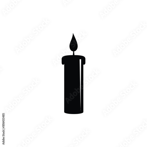 Burning Candle Silhouette with Wax Drips and Transparent Background Design