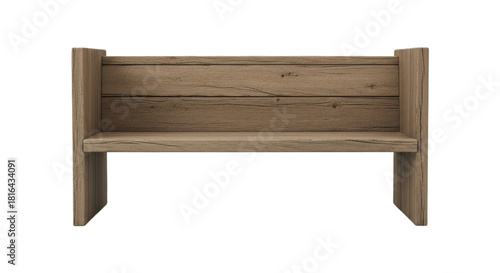 Rustic wooden outdoor bench made of planks. cutout on transparent background
