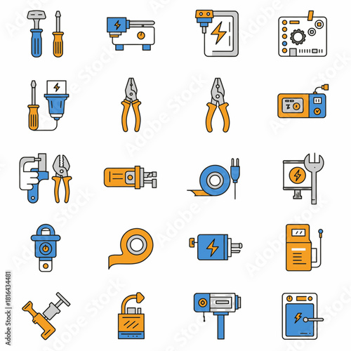 Collection of various electrical tools and equipment, suitable for repair and maintenance tasks.