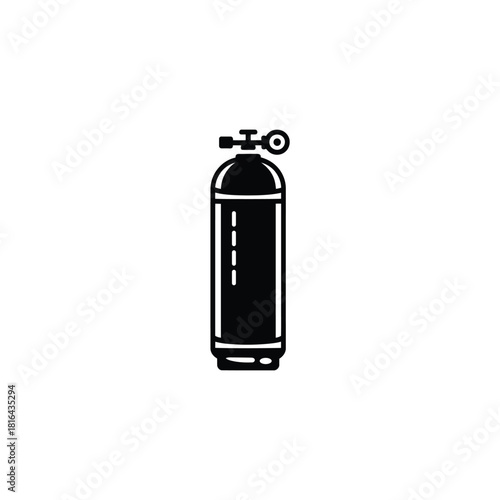 Isolated Black Diving Tank Icon on Transparent Background Minimalist Cylinder