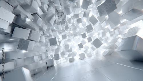 Fototapeta Naklejka Na Ścianę i Meble -  Abstract white cube tunnel