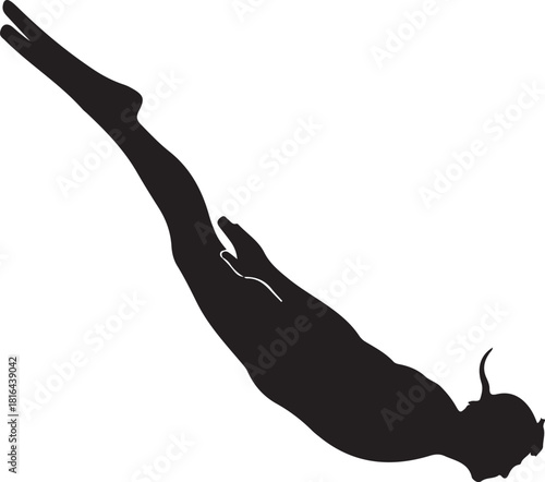 diving silhouette, a powerful and graceful image captured in a black silhouette against a transparent background vector illustration