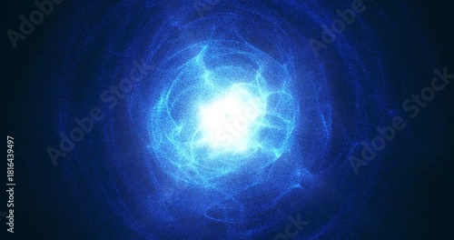 In the dark abyss of space, an abstract star pulsates, a shining ball of energy surrounded by a swirl of shimmering particles. Its light creates a mesmerizing pattern, like the embodiment of cosmic en