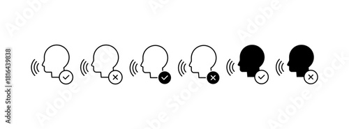 Voice and Speaking Icons Set. Communication, Discussion and Sound Symbols