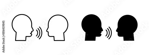 Voice and Speaking Icons Set. Outline People Communication and Discussion Symbols