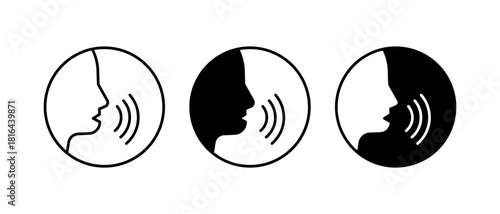 Voice and Speaking Icons Set. Communication, Discussion and Sound Symbols