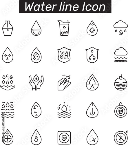 Water drop line icon in art style vector